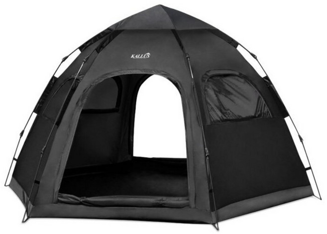 KALLUS CAMPING 오토 헥사텐트 6인용, 블랙