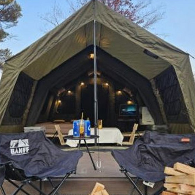 루디 쉘터 후면 리빙쉘 터널형 면 그늘막 에어 텐트 9.0 전용 캠핑 (단독설치 불가), 에어텐트 9.0 전용 후면 쉘터_카키