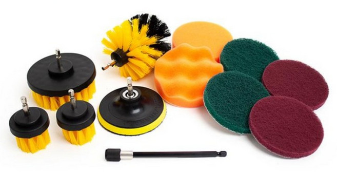 엔빙 전동드릴 청소솔 12종 세트 / 전동드릴 청소브러쉬 드릴 청소솔, 혼합색상, 1세트