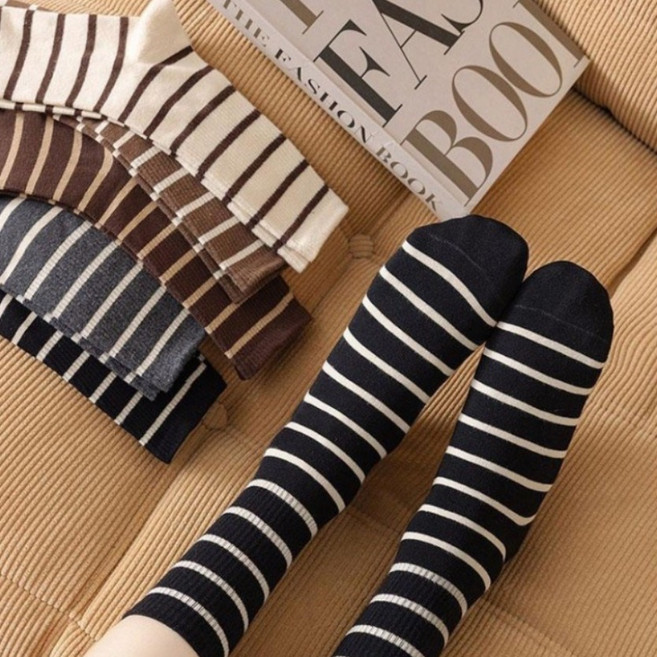 샤콤 줄무늬 스트라이프 패션중목 양말 5종세트 347-DY1