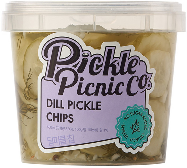 피클피크닉 딜피클 칩 무설탕 수제피클 Pickle Picnic Co. DILL PICKLE CHIPS No Sugar Added, 1개, 650ml
