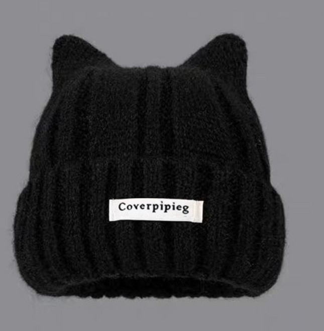 [재고 정리 세일]귀여운 고양이 귀 니트 모자 여성용 봄 데일리 소두핏 커플 비니 보온 귀달이 모자