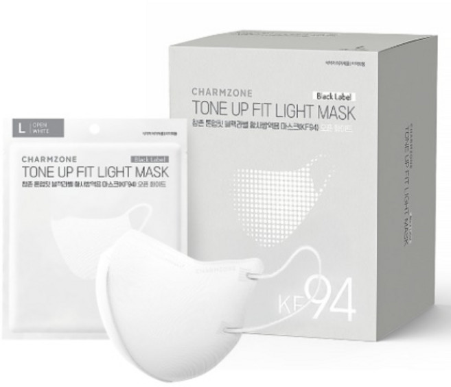 참존 톤업핏 블랙라벨 라이트 KF94 마스크 중형, 1개, 25개입, 오픈 화이트