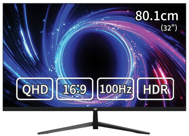 뷰싱크 32인치 QHD 슬림베젤 모니터 100Hz 게이밍 사무용 멀티 하이브리드, VSG32QHD 블랙 (일반), 80.1cm