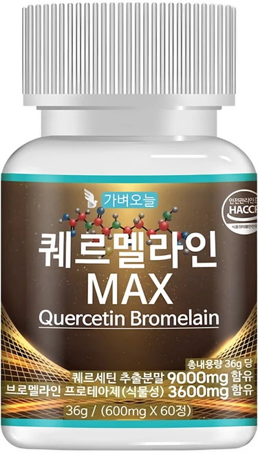 퀘르세틴 브로멜라인 케르세틴 퀘르멜라인 식약처 인정 600mg 60정, 1개 - 쿠팡