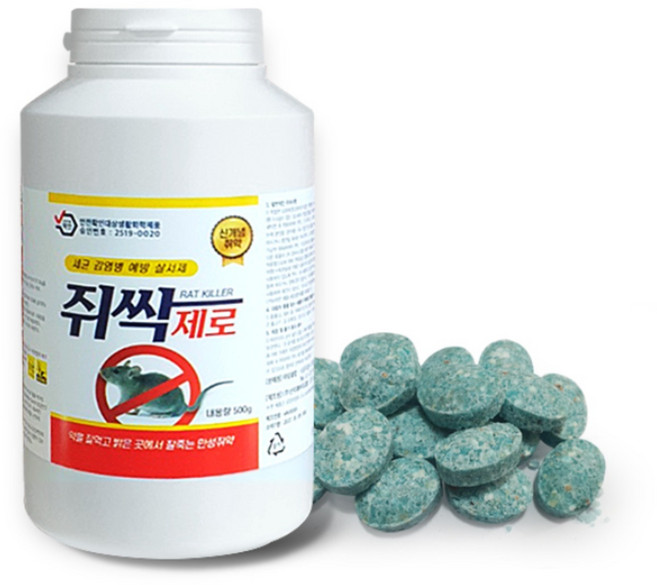 쥐약 쥐싹제로 500 g X 5 통 잘먹는약 간편한사용, 5개, 500g