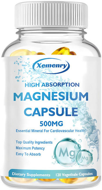 마그네슘 캡슐 120개입 500mg - 뼈 및 근육 건강 스트레스 해소 수면에 도움, 1개, 60정