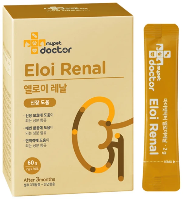 [마이펫닥터] 엘로이레날 강아지 고양이 영양제 신장 요로결석 신부전 면역력 60g 3ea, 30회분, 3개 - 쿠팡