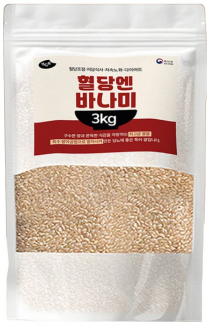 혈당엔 바나미 혈당강하 바나듐쌀 국산 발아현미 백미 혼합곡 저당식사 저속노화 다이어트, 3kg, 1개
