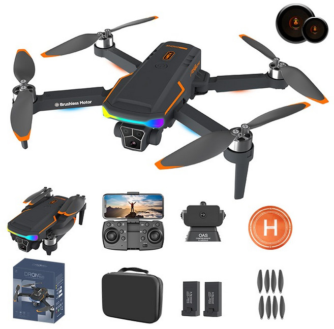 HHSSL F168드론 6K 고성능 초보용 드론 / 비행시간 50분 / 브러시리스 모터 / 트리플 카메라 / 한글 설명서, 블랙 드론 세트, 1개