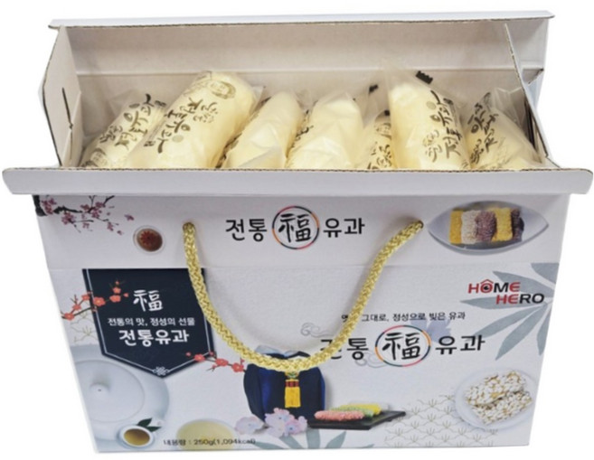 [홈히어로] 전통유과 한과 명절 선물세트 찹쌀 조청 개별포장 답례품, 250g, 1개