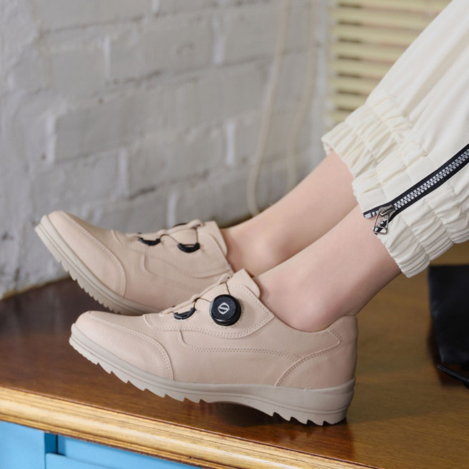 플로쥬 소가죽 다이얼 여성 스니커즈 키높이 4.5cm