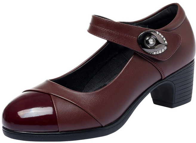 ZAJA 여성 펌프스 5CM 미들힐 구두 편한 오피스 스트랩 펌프스