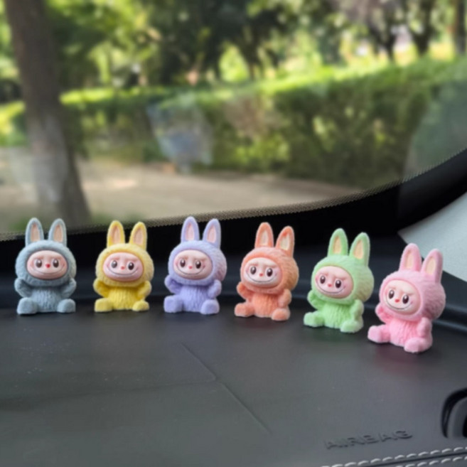 신니디 입체 라부부 labubu 차량 인테리어 장식품 라부부 캐릭터 피규어 장식 색상랜덤 혼합 1세트, 10개