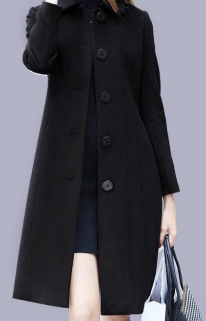 JUSTFEELING 중년여성 모직 롱코트 슬림핏 패션 날씬한 정장 아우터 빅사이즈 하객록 가을겨울