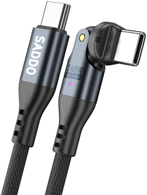 사또 CtoC 고속충전케이블 PD 240W 540도 회전형, 블랙, 1개, 1.8m