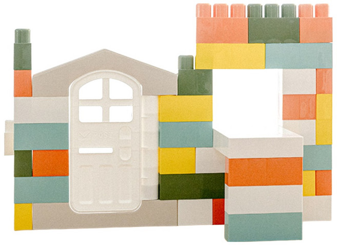 아누리 프리미엄 마카롱 빅블럭 대형 상상 유아 어린이 키즈 교구 블럭 74pcs, 1개