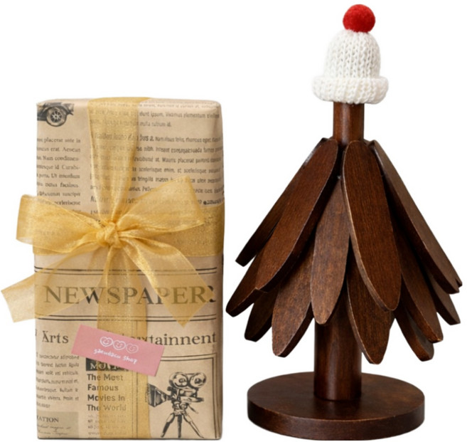 가꾸다꾸 튼튼한 원목 트리 냄비받침 집들이 선물, 1개, 월넛옐로우