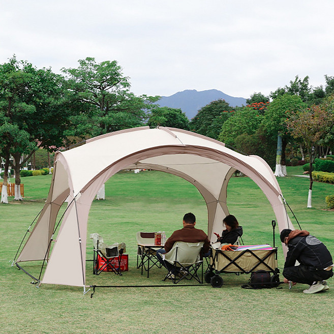 안다스팡 캠핑트임텐트 대형 패밀리 하우스, 베이지, 4-6인용, 텐트+곤충막이2개+해밫막이2개