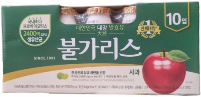 남양 불가리스 사과맛 (10개입) 아이스박스포장 냉장식품 /코스트코, 2박스, 1.5L