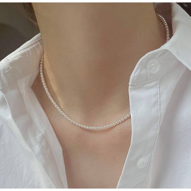스와로브스키 2mm 3mm 4mm 925실버 진주목걸이 초커 은 목걸이