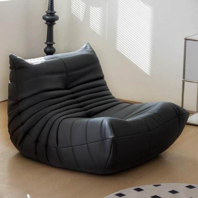 토고소파 1인용 안락의자 빈티지 거실 편한 빈백 쇼파 주름 패브릭, 90x95cm, 캣클로 가죽 클래식블랙