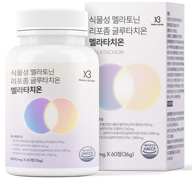 2중배합 식물성 멜라토닌 리포좀 글루타치온 MELATATHIONE 식약청인증, 1개, 60정 - 쿠팡