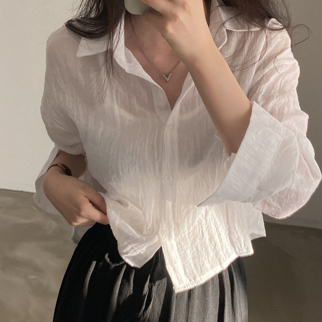 韓版皺皺寬鬆襯衫 外套