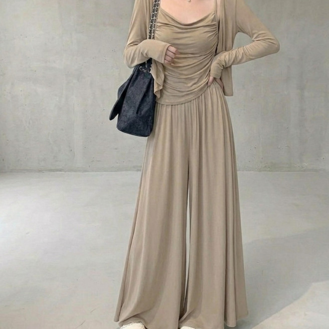 HIN 여성 쓰리피스 나시 가디건 팬츠 캐주얼 셋업