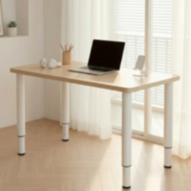 Unihome E0급 높이조절 1인용 학생 공부 책상 튼튼한 사무용 컴퓨터 테이블, 원목색