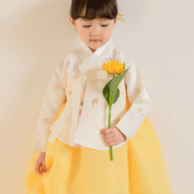 메종드온 금박 이현당의 화이트(백일 1호~15호)치마선택 여아한복