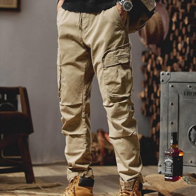 군밤마켓 일자핏 남자 허리밴딩 워싱면 카고 워크 팬츠 7607