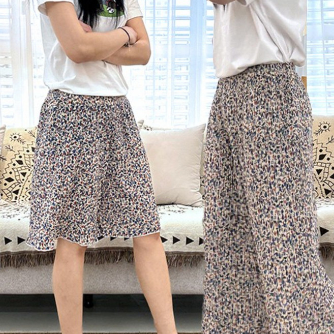 루이벤 [1+1] 5부+8부 쿨링 꽃무늬 플리츠 냉장고바지 홈웨어 6컬러