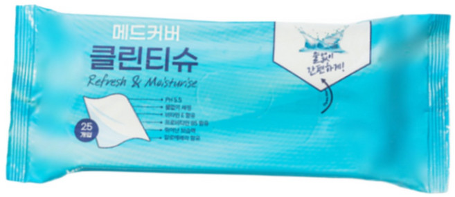 메드커버 클린티슈 청결티슈 노린스 간병용품 노인 임산부추천, 1개, 25매입, 160g