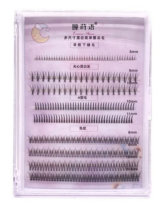 뷰티 인조속눈썹 셀프 연장 붙이기 인조모 가닥 마스카라 컬혼합 자연스러운 눈썹세트, 1개
