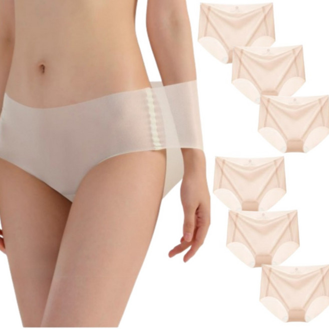 일상up 심리스 여성 팬티 아이스 실크 무봉제 누디 노라인 고탄력 6장