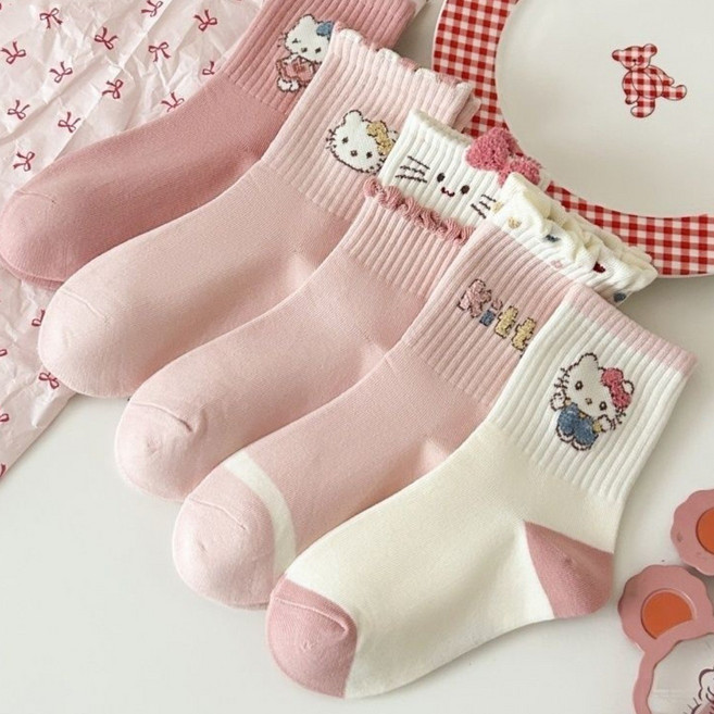 헬로키티 아동 여아 사계절 중목 양말 5켤레 세트
