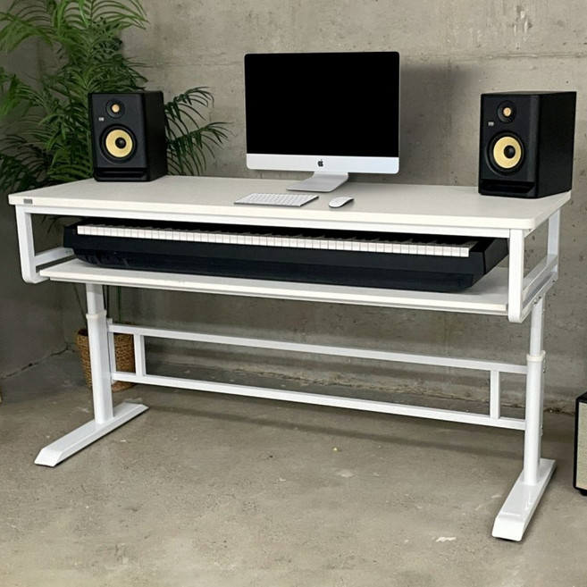 누스 LK 2 높이조절 미디데스크 미디책상 모션책상 건반 작곡 테이블 스튜디오, WHITE_화이트