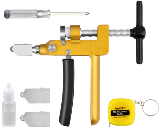 툴에이스 타일칼 일체형 3in1 세트 타일 컷팅기 유리컷팅 절단 공구 커터, 1세트, 타일커터