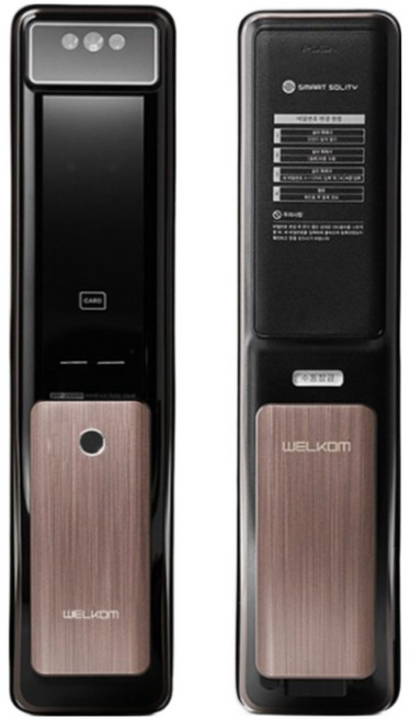 솔리티 웰콤 얼굴인식 신제품 WSP-2900A 푸시풀 디지털도어락 카드키2개+번호키 블루투스(옵션) 안면인식 AI딥러닝기술적용 신속 정확한 얼굴인증 얼굴인식100개 인체감지기능, 웰콤 WSP-2900A(얼굴인식), 고객직접설치