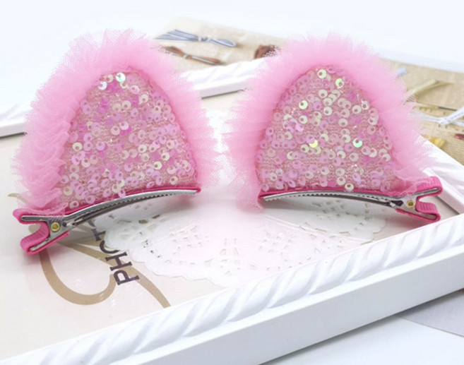 별나라공주 보송보송 레이스 고양이 귀 집게핀 (1쌍) 머리핀 헤어핀