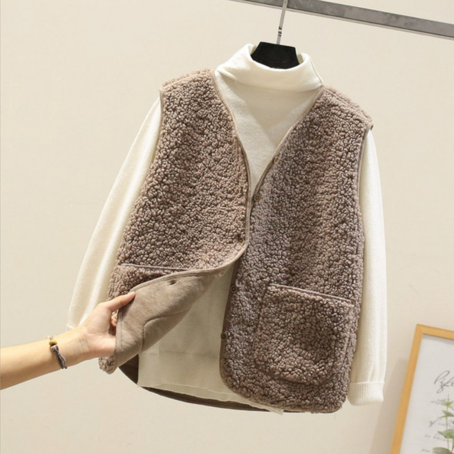 홈테 여자 성인수면조끼 김장 양털 후리스 여성 패딩 경량 조끼