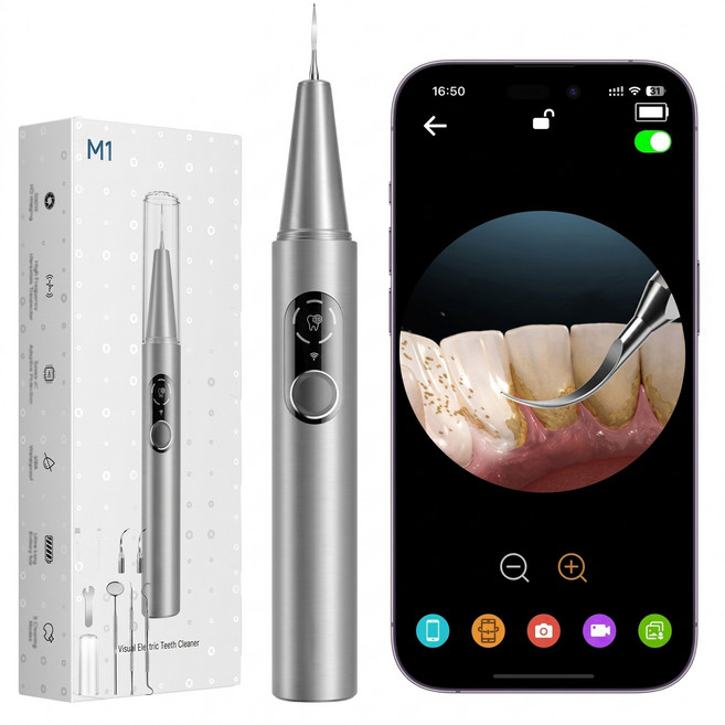윈스마트 초음파 구강 청결기 고화질 시각화 500w 고해상도 화질, 회은색, winsmart M1 pro