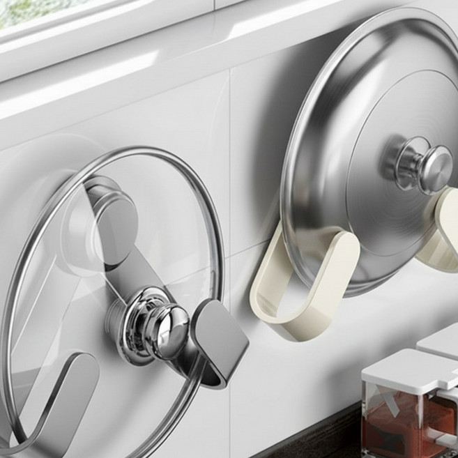 디와이홈 냄비뚜껑거치대 도마걸이 무타공 주방걸이, 1개, 블랙