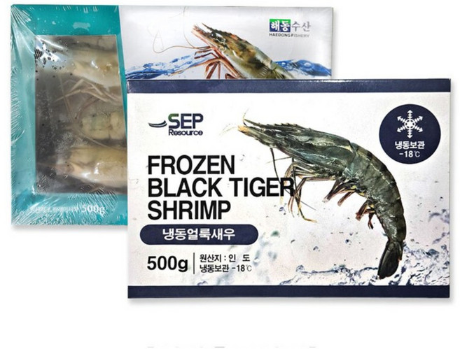 [씨기프트]특A급 블랙타이거새우 500g 8 10 15 20 25 30미(500g) 냉동왕새우, 500g(15미), 1개