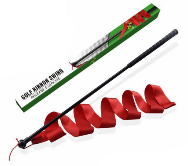 Sgirl 골프 스윙 트레이너 휴대용 골프 스윙 훈련 초보자를위한 보조 리본 디자인 성인 향상된 템포 강도, 1개, 블랙 레드