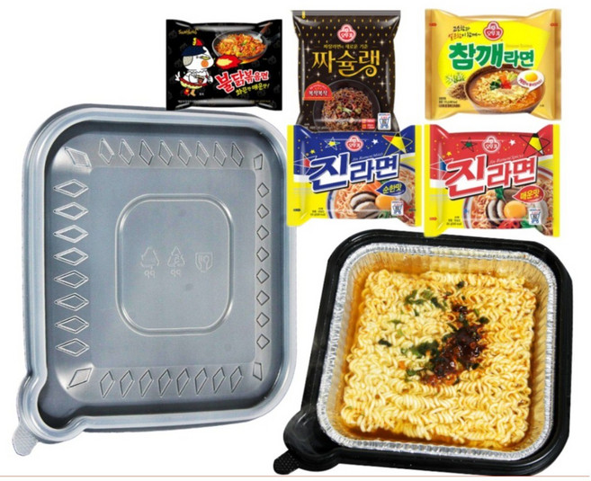 발열 라면용기 5세트 비화식 발열사각용기 도시락용기 스팀용기 발열용기, 5개세트, 5개