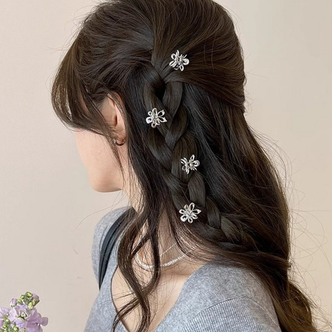 모스리나 [4개 세트] 쥬디 메탈 쁘띠 플라워 미니 집게핀