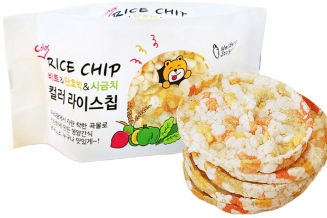 우리아이 건강간식 컬러라이스칩 국내산 단호박 시금치 비트가 들어있어요 쌀과자 떡뻥 뻥튀기 학교 어린이집 단체 유치원 교회, 20g, 100개