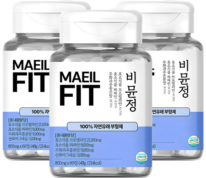 매일핏 비뮨정 고함량 브로멜라인 파인애플 효소 마그네슘, 3개, 60정